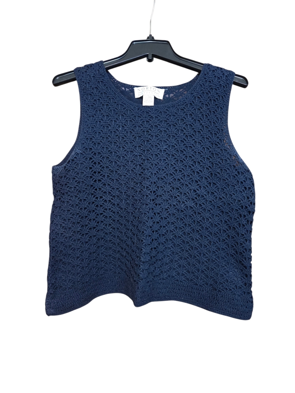 Norton McNaughton Navy Crochet Knit Tank